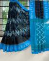Bold Blue Linen Digital Print Saree