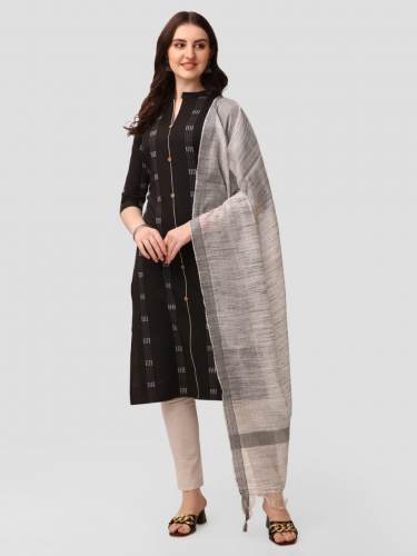 Fancy Black Chanderi Kurti Pant Dupatta Set by Bhakti Enterprise