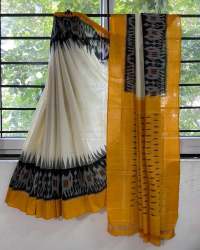 Off White Linen Digital Print Saree 
