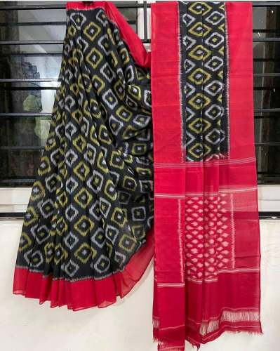 Party Wear Black Linen Print Saree 