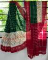 Red and Green Linen Digital Print Saree
