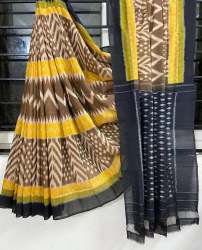 Zig zag Print Linen Digital Print Saree