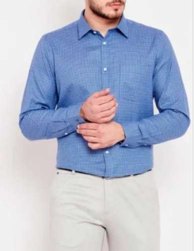 Mens Blue Check Formal Shirt