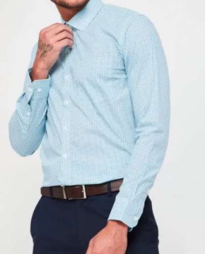 Sky Blue Mens Dotted Shirt At Wholesale Rate by Shivaay Enterprises