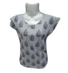 Ladies Leaf Print Half Sleeves Top
