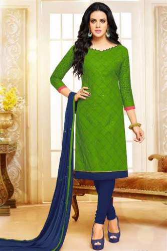 Green and Blue Fancy Dress Material  by Klassic Kohinoor