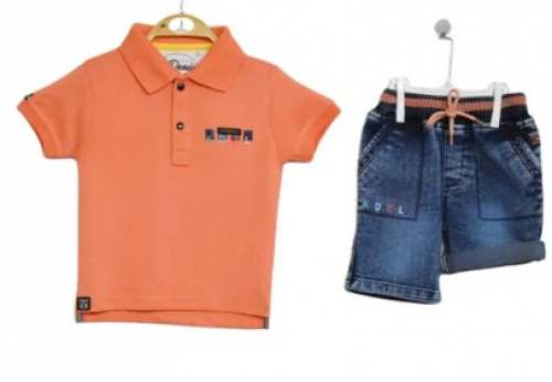 collar t shirt with denim pant for kids 