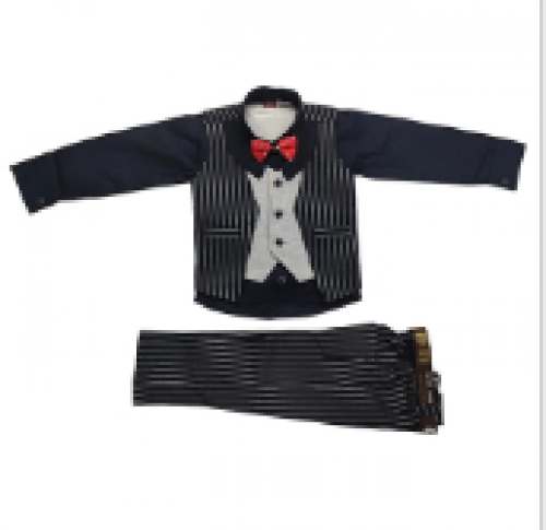 Black Baba Suit 3 Piece For Boys by M S Fashion