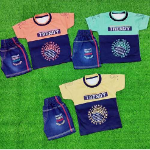 Kids Mens Baba T Shirt With Denim Short