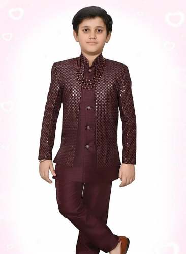 Kids Boys 3 Pcs Ethnic Sherwani Suit  by Gaurav Kids Wears