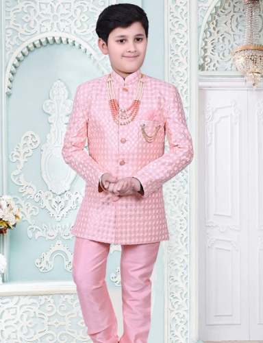 Kids Boys Baby Pink Kurta Pajama Set by Gaurav Kids Wears