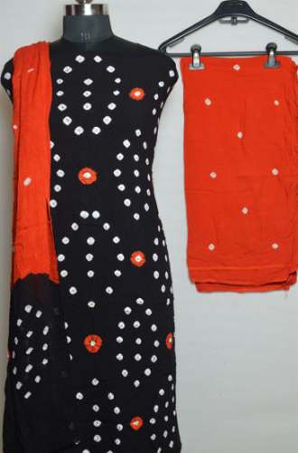 Trendy Black Bandhani Dress Material by Tvis and Bliss