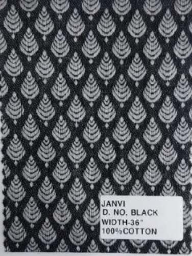 Janvi Black Printed Cotton Fabric  by Kinjal Fashions