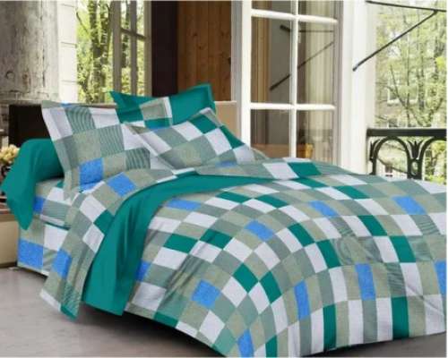 Bedsheets Printed Double Bed Checked Design by B S EXPORTS PRINTING