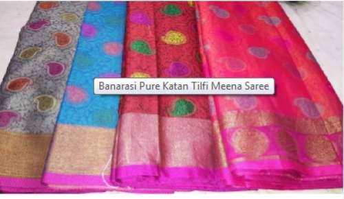Banarasi Party Wear Pure Katan Tilfi Meena Saree