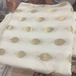 100% Pure Jacquard Chanderi Fabric Cotton Silk