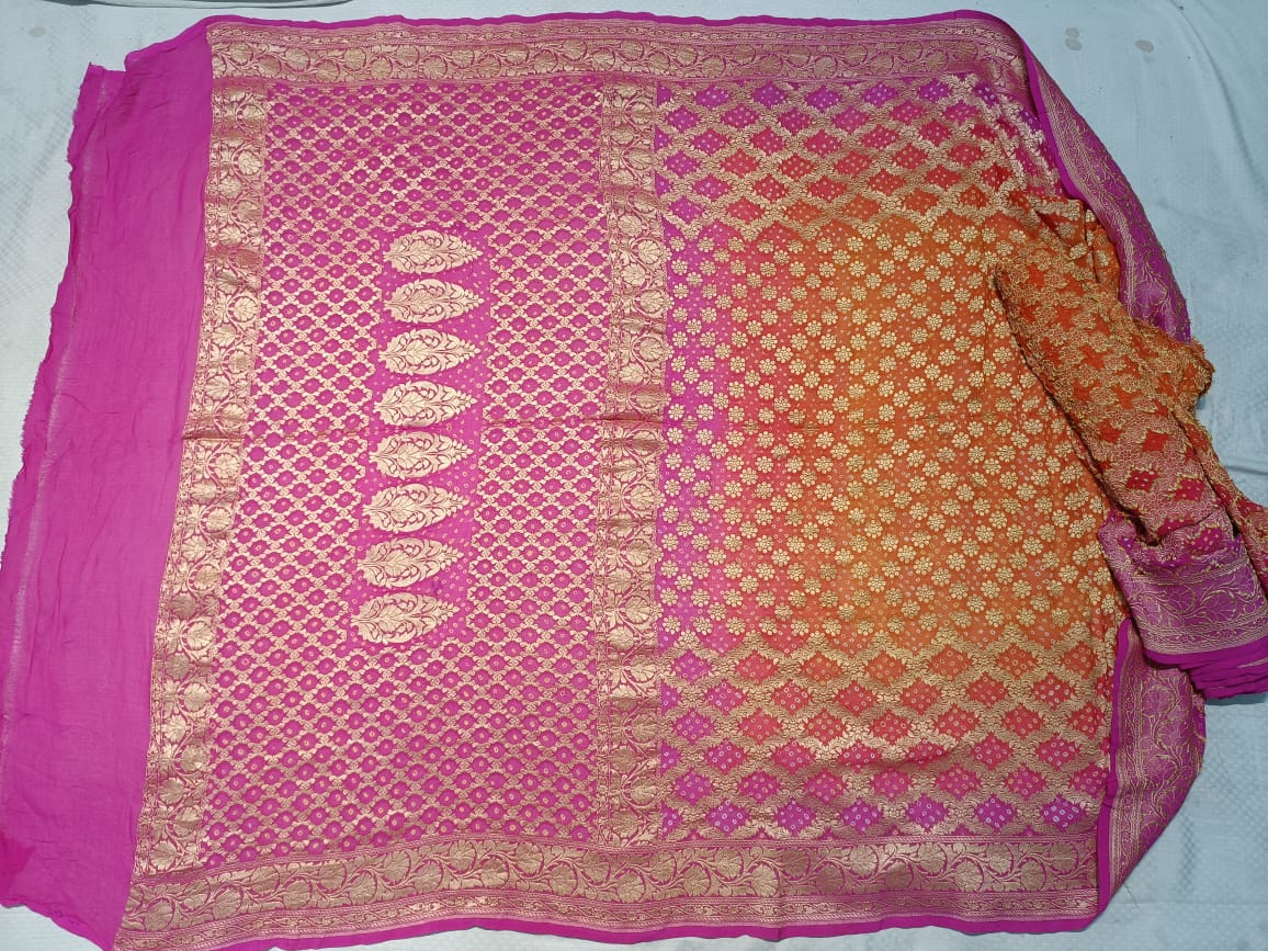 Pure Chiffon Bandhej Saree