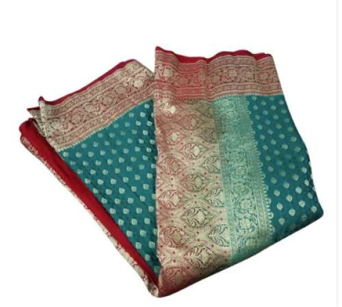 Banarasi Turquoise Blue Katan Silk Saree by Ibrah Fabrics