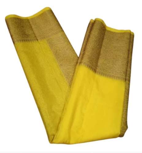 Yellow Banarasi Printed Silk Saree