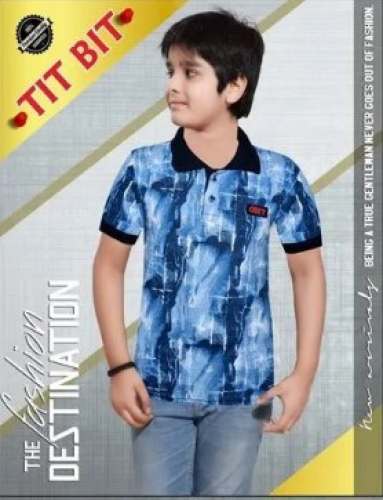 Collar Neck Half Sleeve Kids Boys T shirt  by Yash garments