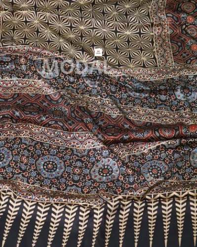 Traditional Ajrakh Modal Silk Saree  by tonart international