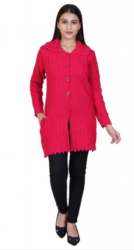 Full Sleeve V Neck Pink Cardigan ladies kurta