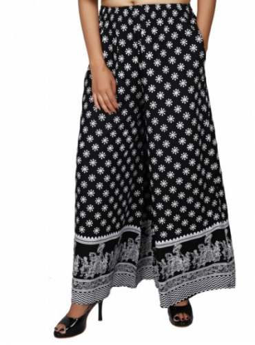 Flair Black Printed Palazzo For Women by Kaga Garments