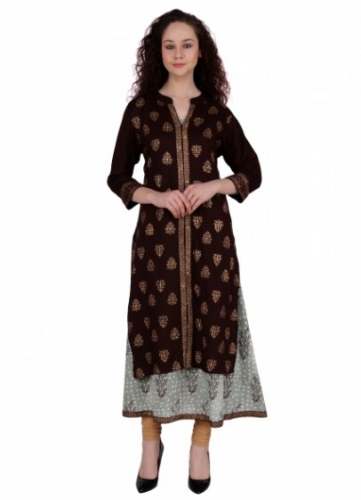 Golden Print Kurti Pant Set by Kaga Garments