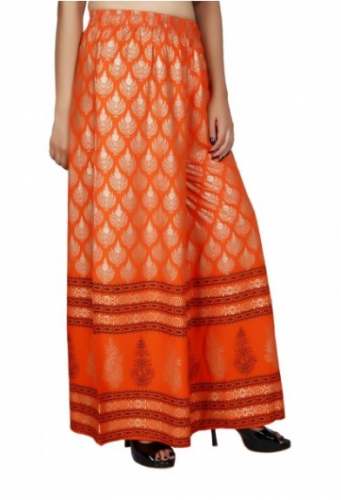 Orange Printed Banarasi Palazzo by Kaga Garments