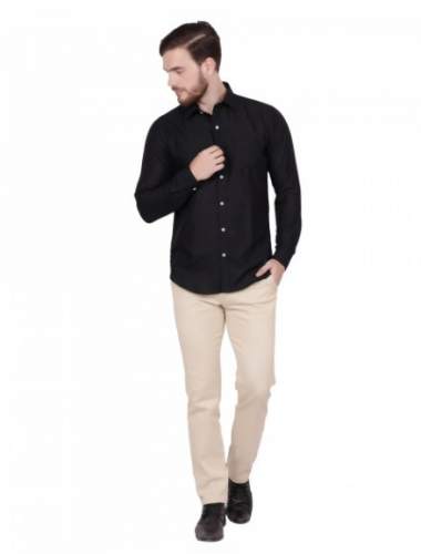 Plain Black Cotton Shirt For Men