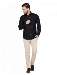 Plain Black Cotton Shirt For Men