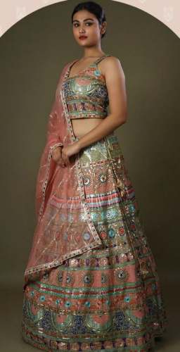 Multi Color Embroidery Lehenga choli by Paris World