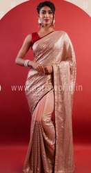 Sequence Saree With Maroon Piping