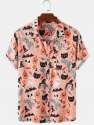 Orange Rayon Digital Printed Mens Shirt