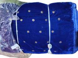 Blue Embroidered Velvet Fabric
