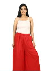 New Red Plain Palazzo 