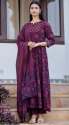 Magenta Mirror Work Anarkali Suit
