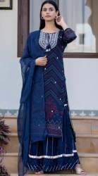 Stylish Blue Embroidered Sharara Suit from Jaipur