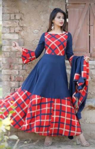 Fancy Blue and Pink Anarkali Kurti  by Stylish Jungle