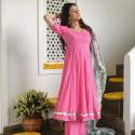 Fancy Plain Pink Anarkali With Designer Dupatta thumb 1