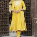 Sunny Yellow Naira Cut Kurti With Dupatta Pant Set thumb 2