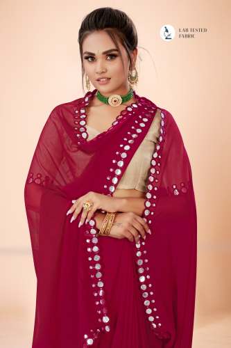 Rajeshree women's mirror work saree with blouse