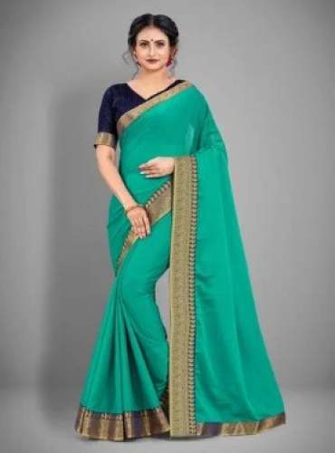 Rama Color Banarasi Saree by RAJESHREE SAREES