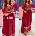 Georgette Embroidered naira cut kurti thumb 1