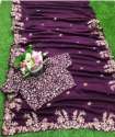 Classic Wine Color Embroidered Saree  thumb 1