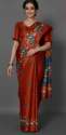 Elegant Orange Khadi Silk Saree