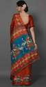 Elegant Orange Khadi Silk Saree thumb 1