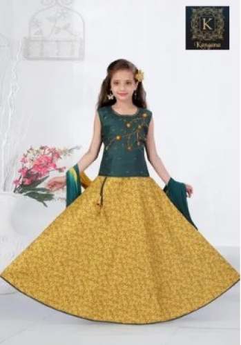 Fancy Chanderi Kids Lehenga by K Kangna Creation 