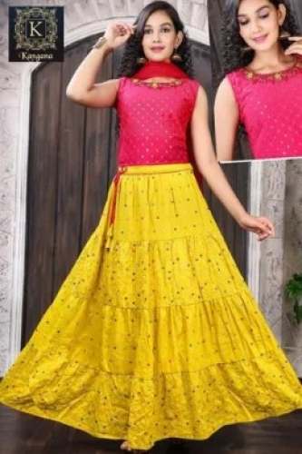 Yellow and Pink lehenga Choli  by K KANGNA CREATION LLP