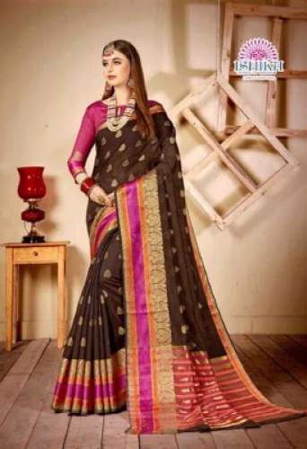 Mercerised  zari work Silk Cotton saree